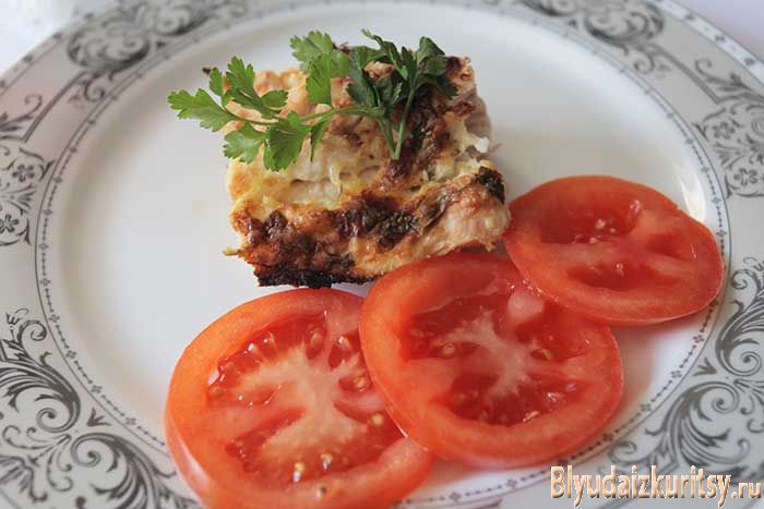 Запечённая куриная грудка под брынзой