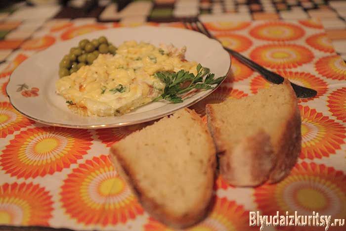 Курица под шубой из омлета