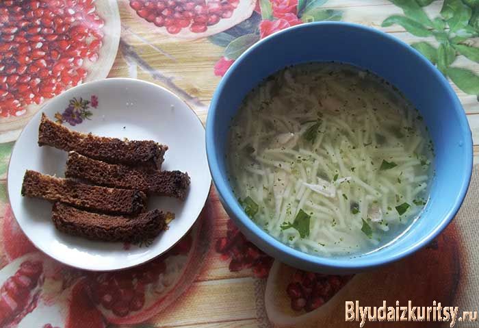 Куриный суп с вермишелью «Паутинка»