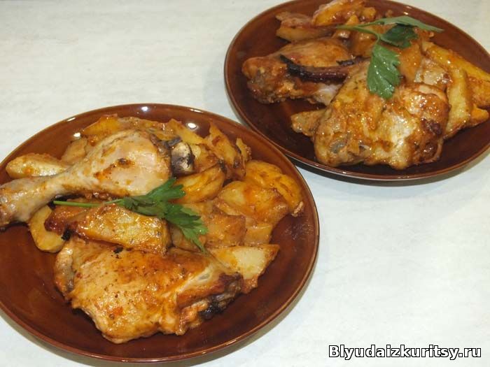 Курица с картофелем в духовке