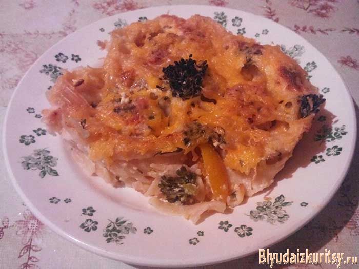 Запечённые гнезда с курицей