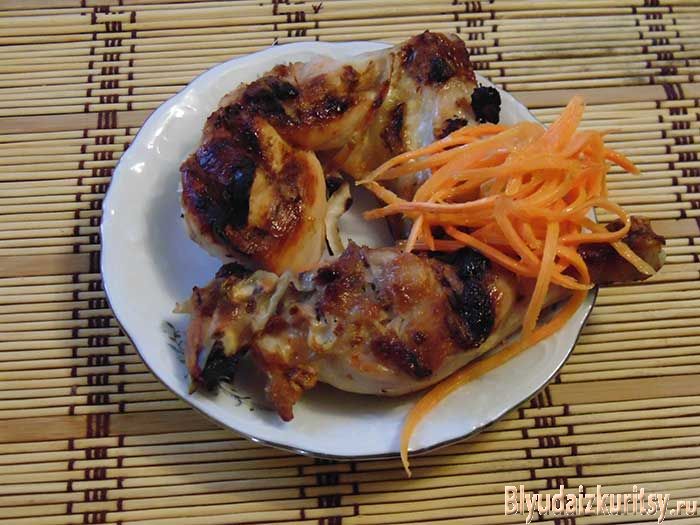 Шашлык из курицы с морковкой по корейски